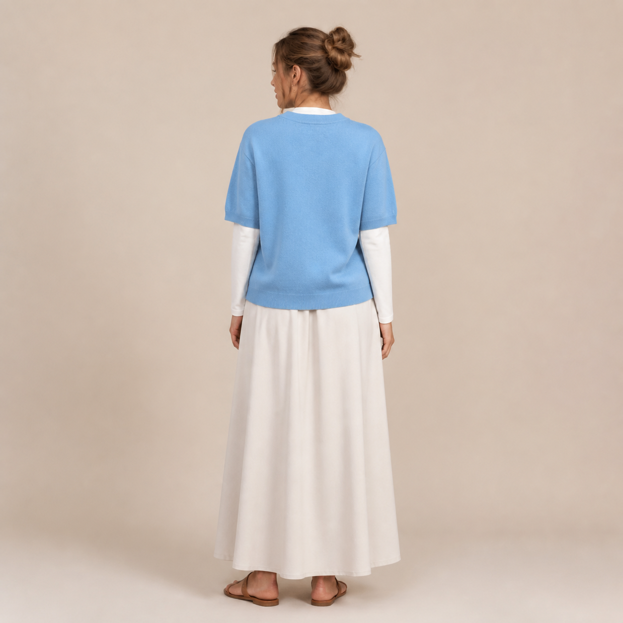 Sky blue sweater knit with round neck Tsniout - product photo 2