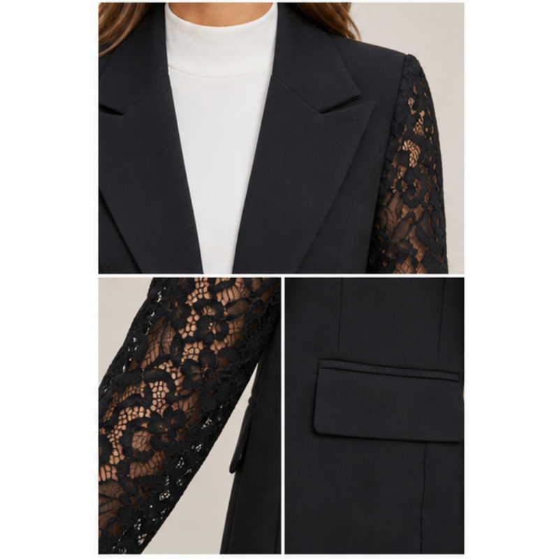 Black blazer with lace sleeves Tsniout - product photo 4