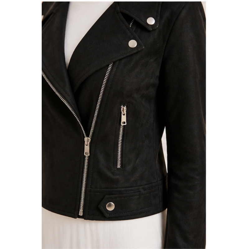 Black biker jacket in suédine Tsniout - product photo 4