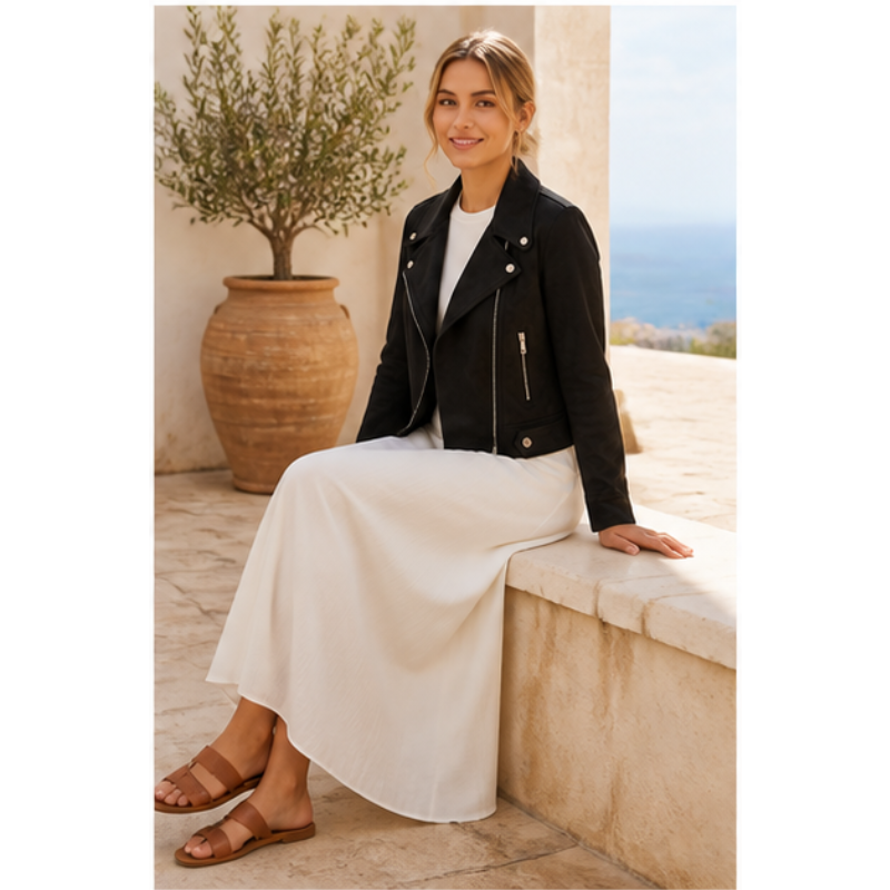 Black biker jacket in suédine Tsniout - product photo 5