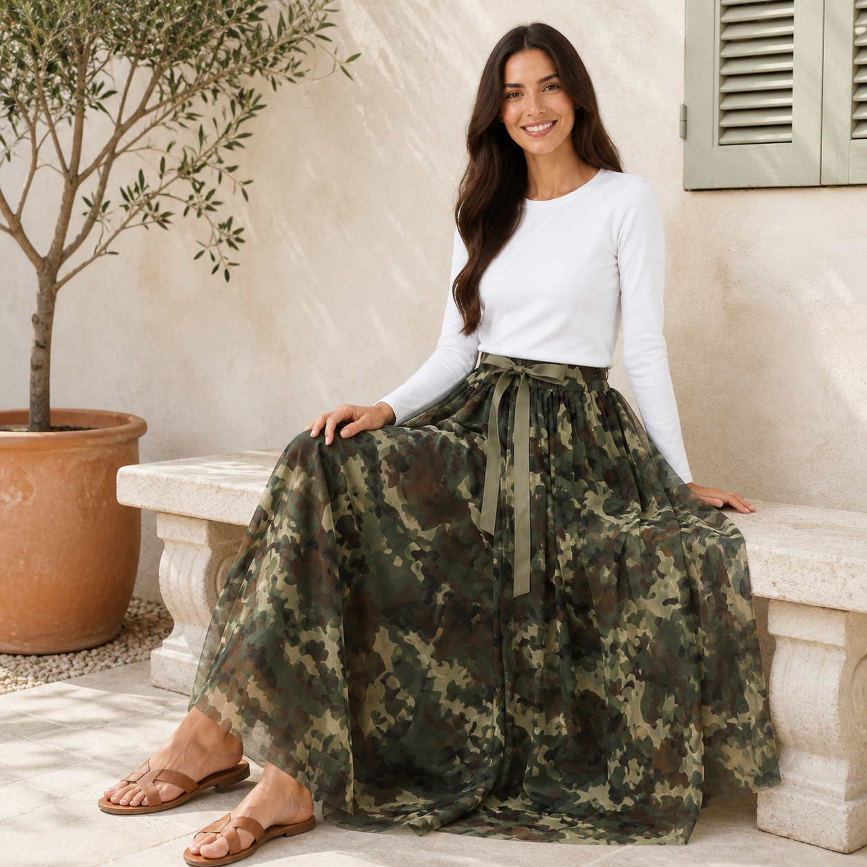 חצאית ארוכה tulle camouflage צבאי Tsniout - תמונת מוצר 5