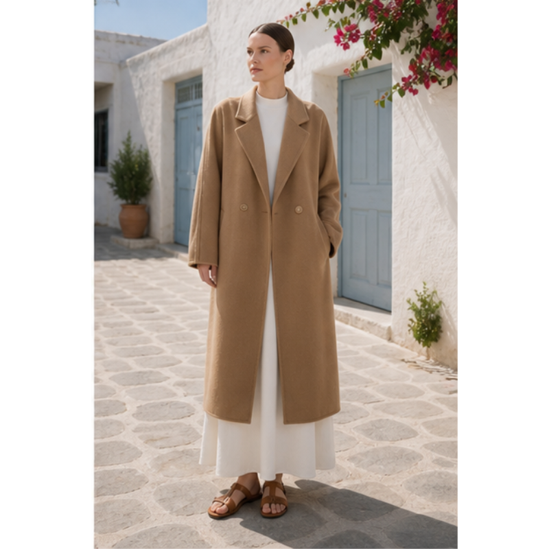 Long coat camel in laine fait main Tsniout - product photo 6