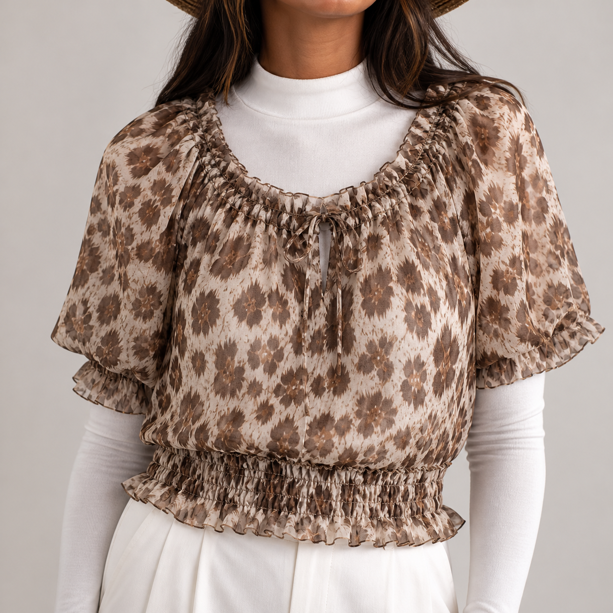 Beige blouse print leopard Tsniout - product photo 4