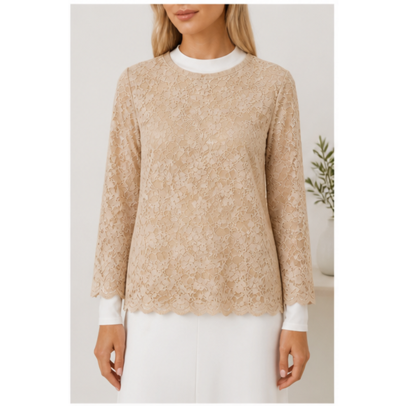 Beige blouse lace floral Tsniout - product photo 4