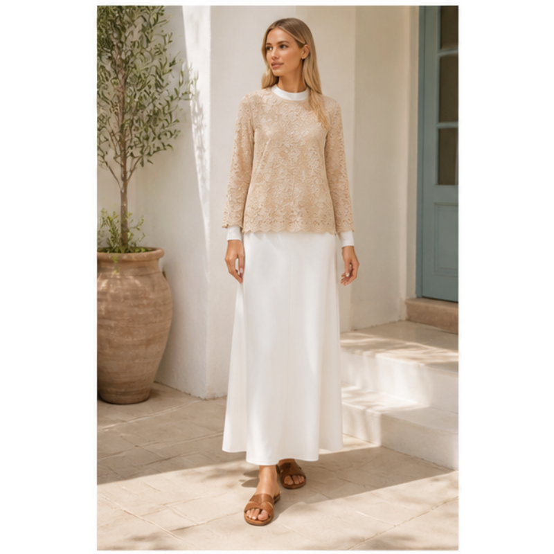 Beige blouse lace floral Tsniout - product photo 6