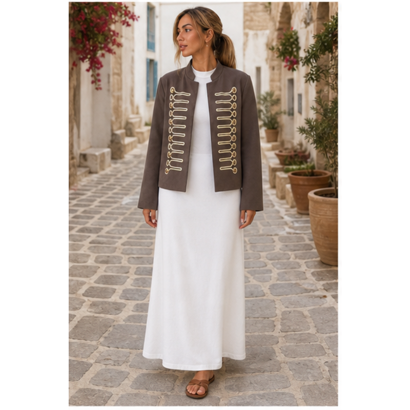Dark brown officer jacket with galons gold Tsniout - product photo 3