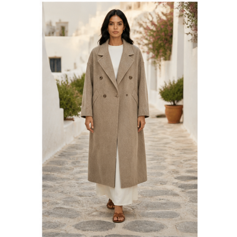 Long coat taupe oversized Tsniout - product photo 3