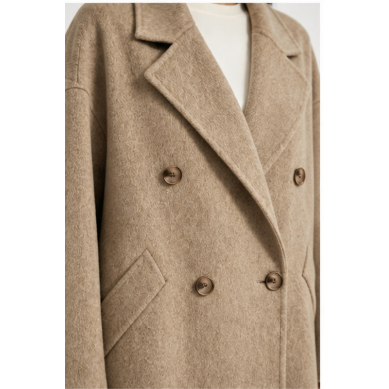 Long coat taupe oversized Tsniout - product photo 4