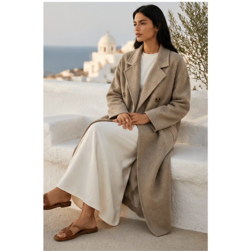 Long coat taupe oversized Tsniout - product photo 5