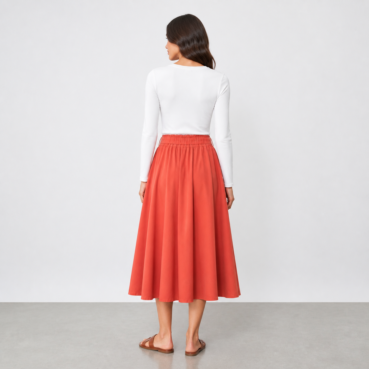 Brick midi skirt fluid with tie belt Tsniout - product photo 2