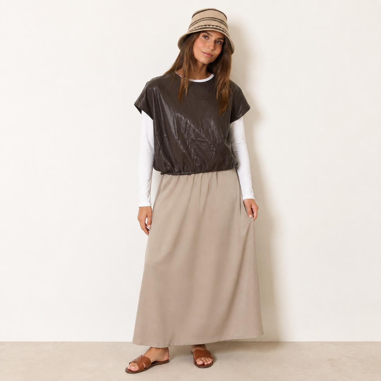 טופ חום effet cuir Tsniout - תמונת מוצר 4