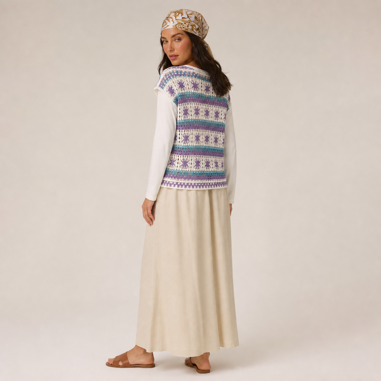 טופ סגול מcrochet עם motifs géométriques Tsniout - תמונת מוצר 2