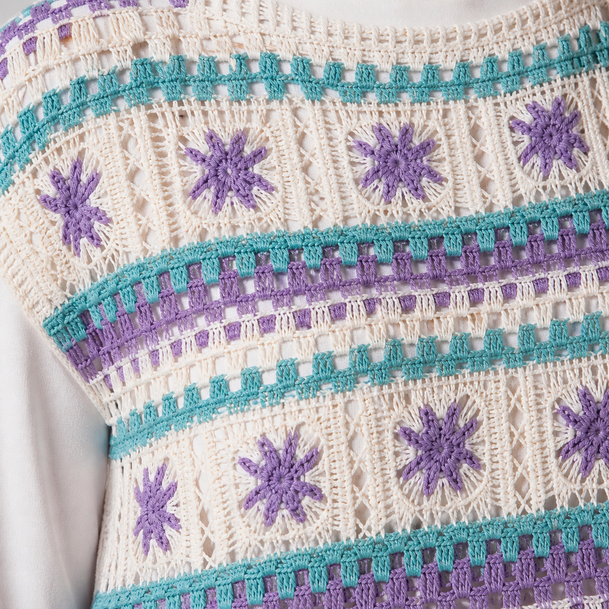 טופ סגול מcrochet עם motifs géométriques Tsniout - תמונת מוצר 4