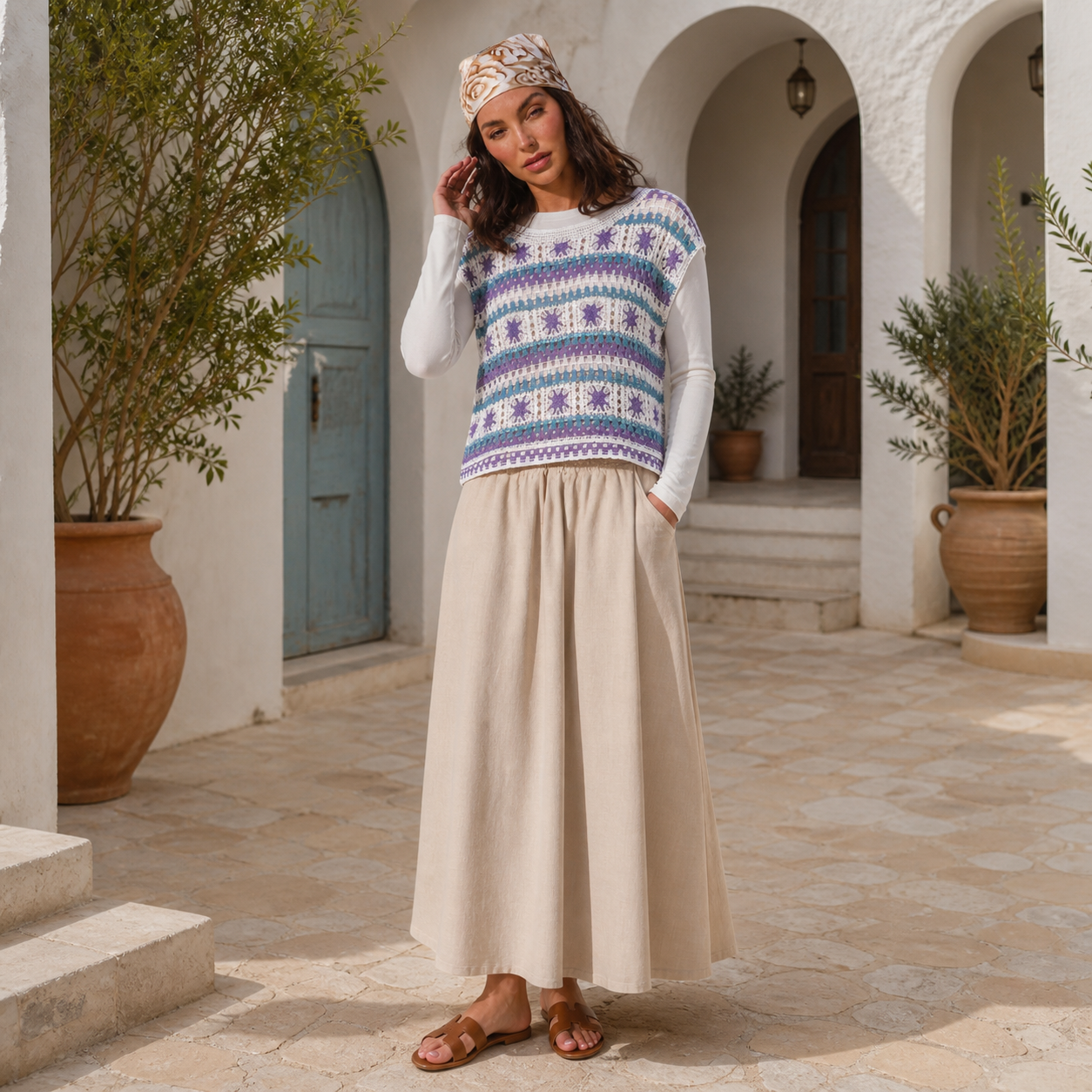 טופ סגול מcrochet עם motifs géométriques Tsniout - תמונת מוצר 6