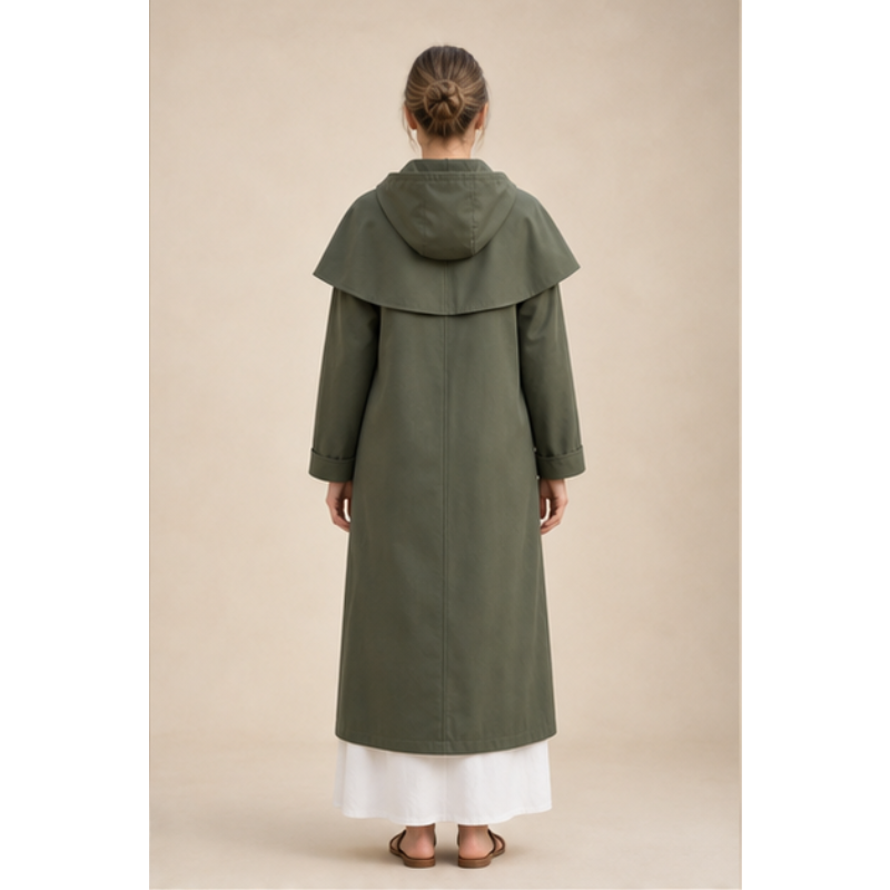 Khaki long trench with pèlerine Tsniout - product photo 2