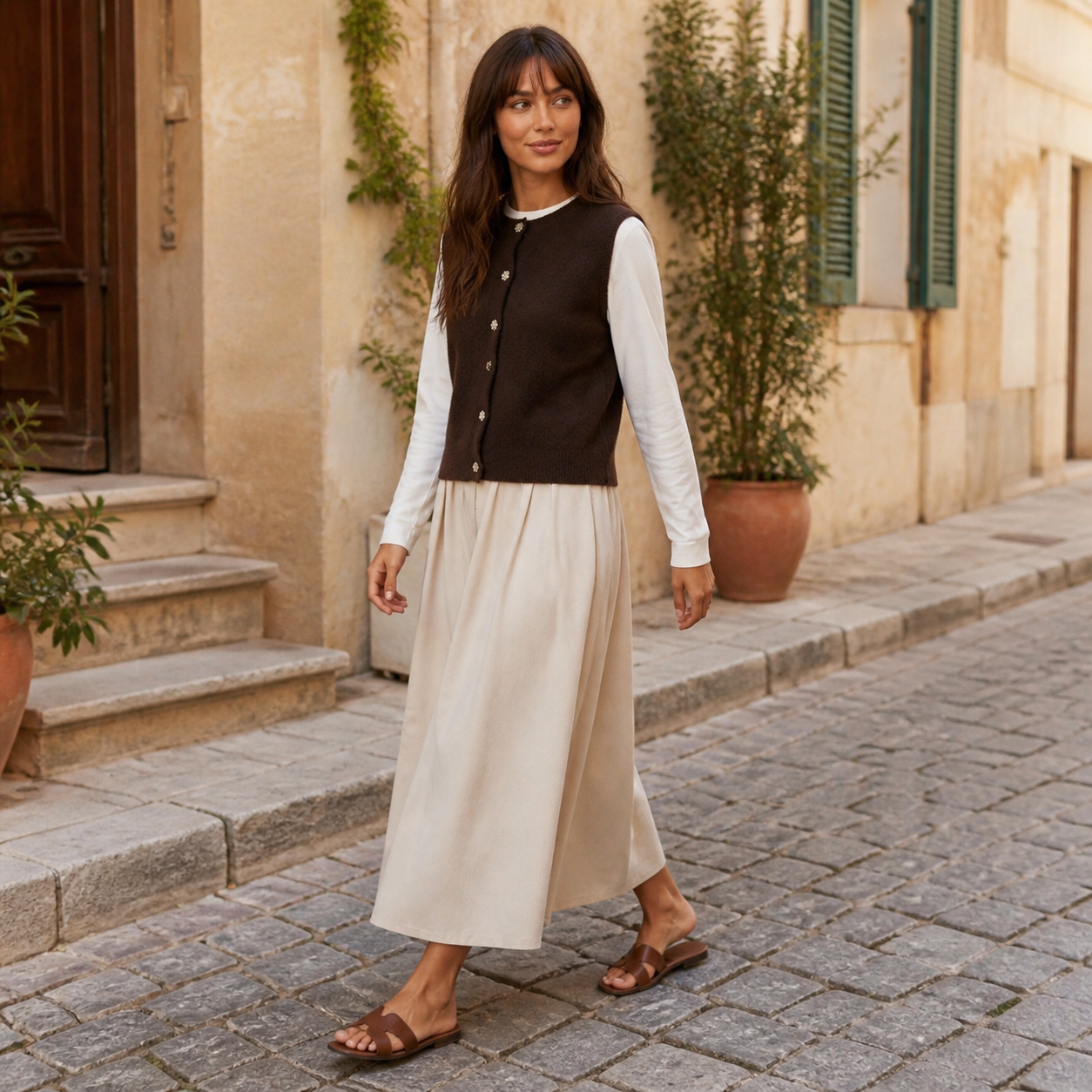 Coffee cardigan with jewel buttons Tsniout - product photo 3