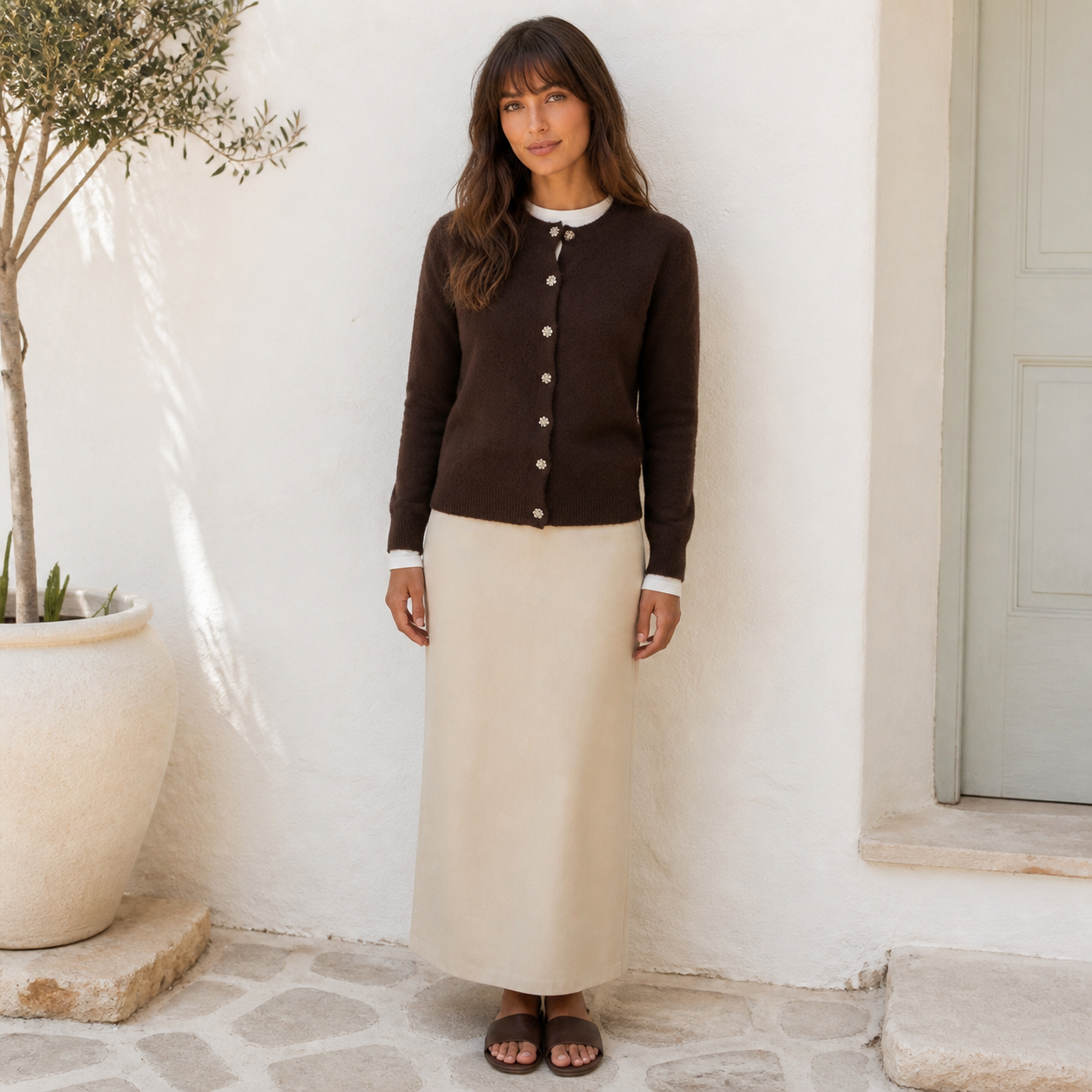 Coffee cardigan with jewel buttons Tsniout - product photo 6