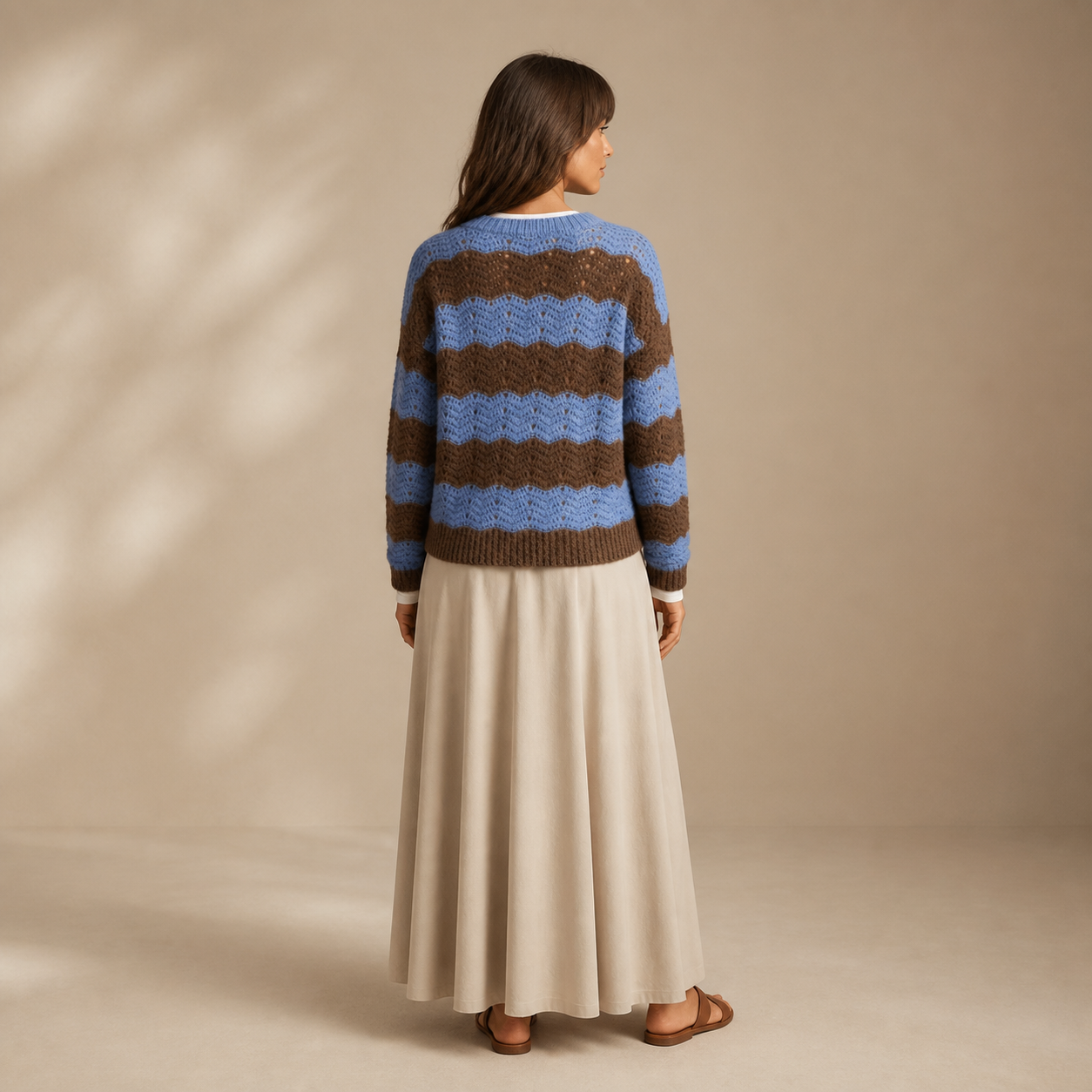 Sweater blue with stripes brown Tsniout - product photo 2