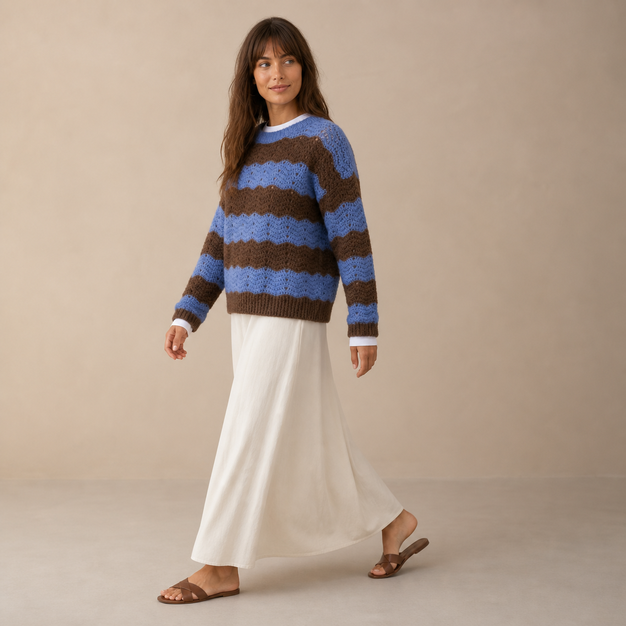 Sweater blue with stripes brown Tsniout - product photo 3