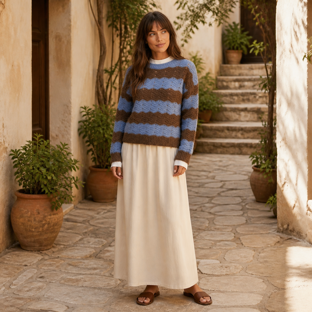 Sweater blue with stripes brown Tsniout - product photo 6