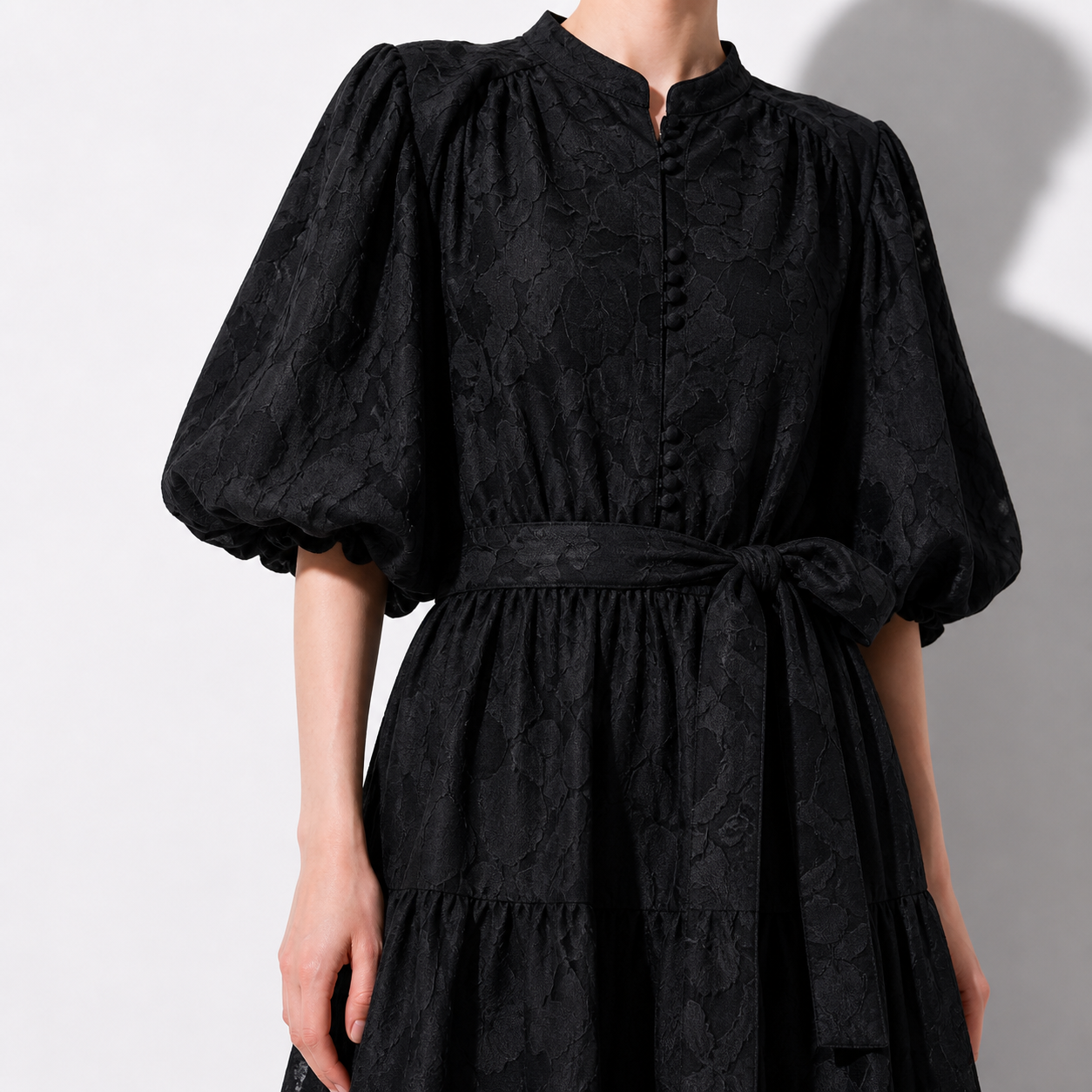 Black long dress lace floral Tsniout - product photo 4