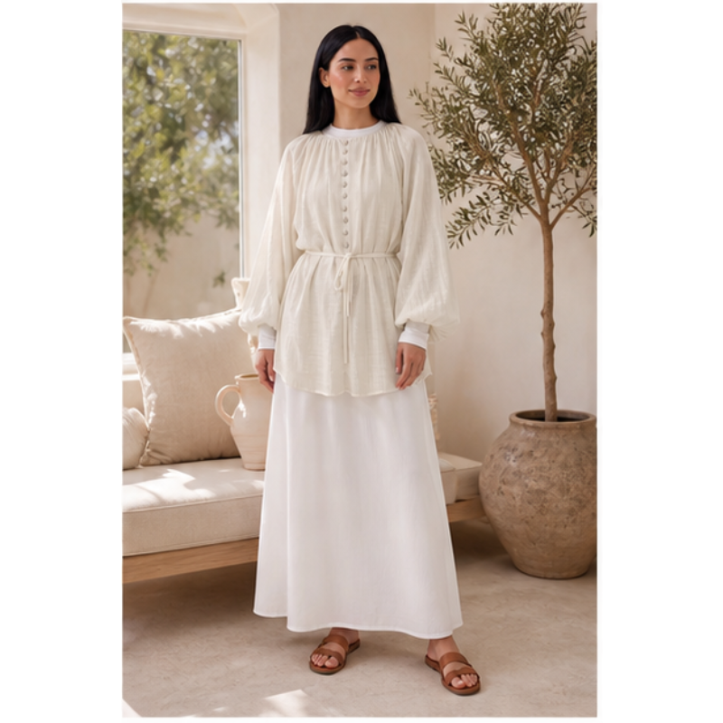 Beige tunic Haut Nour with puff sleeves Tsniout - product photo 3