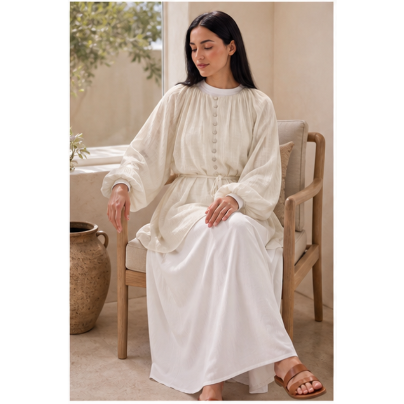 Beige tunic Haut Nour with puff sleeves Tsniout - product photo 5