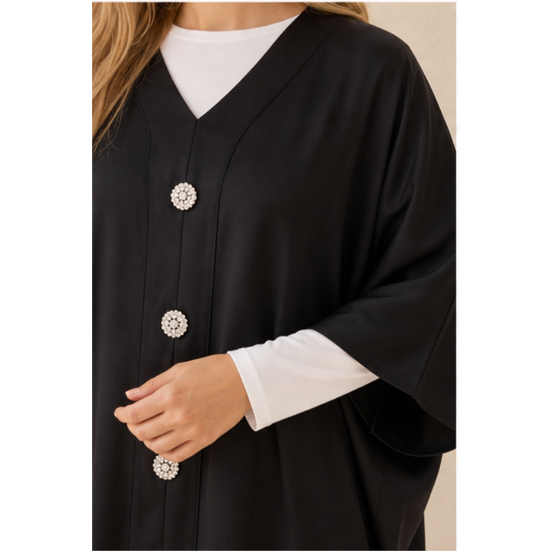 Black tunic satin with jewel buttons Tsniout - product photo 4